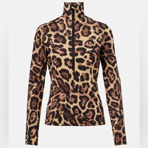 Goldbergh Leona leopard print jaguar half zip ski top pully size 4 XS 34